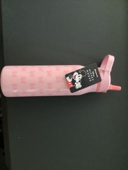 Pink Disney Water Bottle With Minnie Mouse Heads