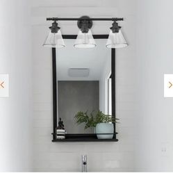 3 Light Industrial Vanity Light -Black- Brand New 