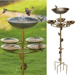 43" H Metal Bird Bath and Feeder for Outside With 4 Tray - Outdoor Garden Yard Patio Decor