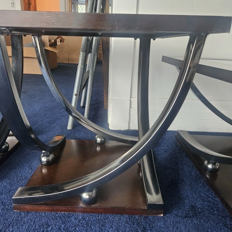 Mahogany & Glass Coffee / End Tables