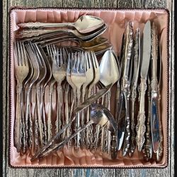 International deep silver inlaid Silverware set