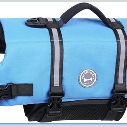 Rip Stop Dog Life Vest, Swimming Vest with Handle, Buoyancy for Doggy Puppy, Dog Life Jacket for Swimming & Boating, M, Blue