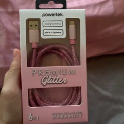UNOPENED 6ft pink glittery lightning iPhone chargee
