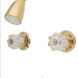 (Brand New in Box) 
Kingston Brass KB142 Twin Acrylic Handle Tub and Shower Faucet, Polished Brass,5-Inch Spout Reach /A7-PF-4888