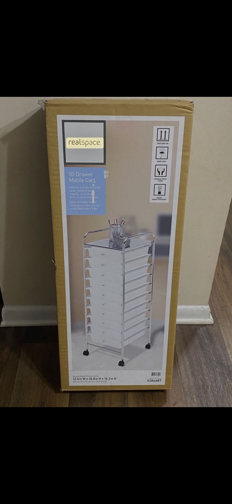 Realspace 10-Drawer Mobile Cart White/chrome