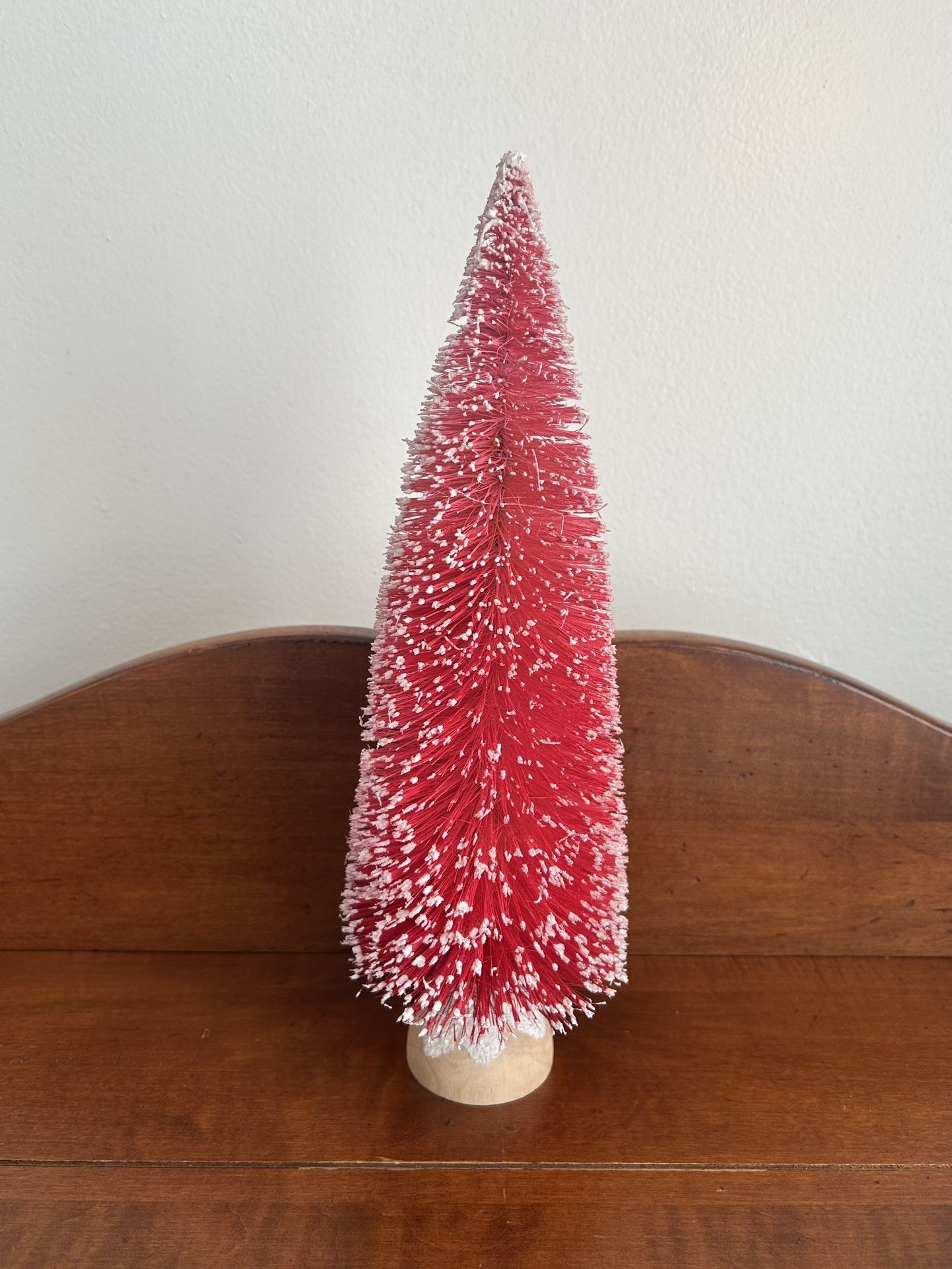 Red Pink & White Bottle Brush Tree about 12.5” tall