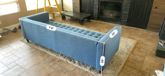 Blue Sofa (92 length / 32 width / 28 height)