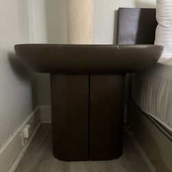 2 Dark Brown Wood Side Tables