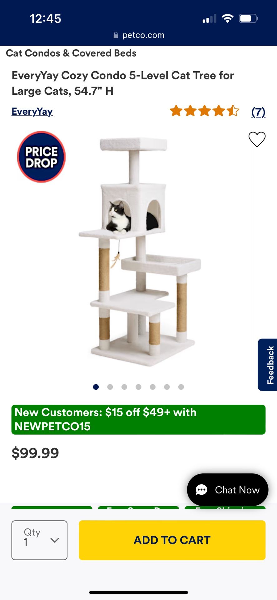 Cat Tree. 4.5 Feet Tall. Couple Months Old.