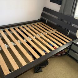 IKEA Queen Bed Frame with Headboard – Solid Wood Slats Included