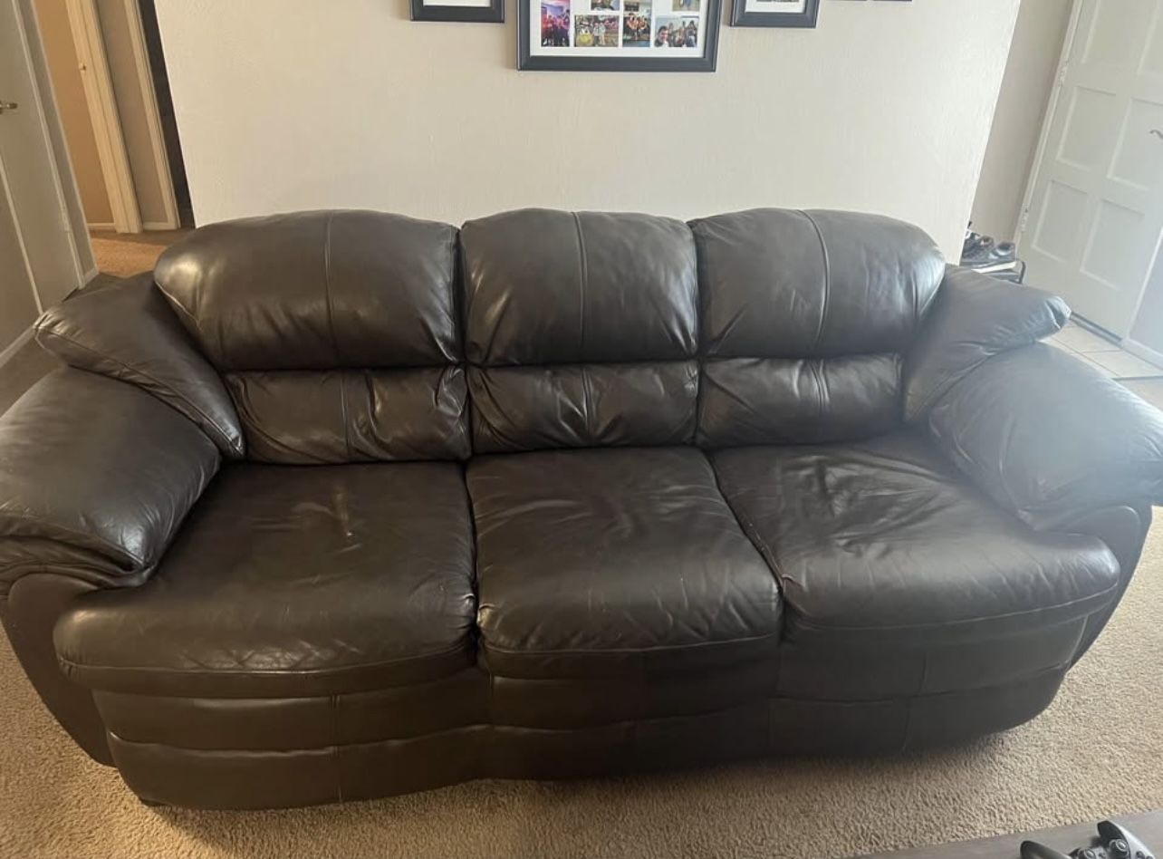Brown Leather Sofa NEED GONE