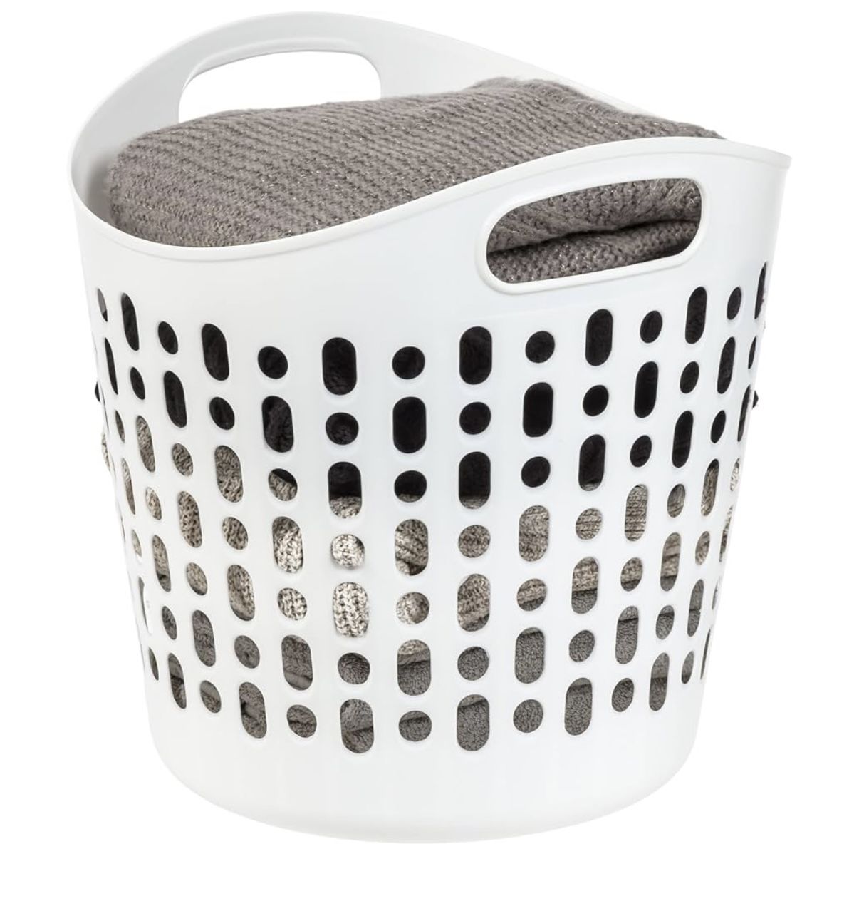 White 30L Laundry Basket - Lightweight, Durable & Breathable 14” x 15” 