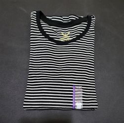 🖤 Faded Glory Black & White Striped Short Sleeve Tee – Size XXL (20)