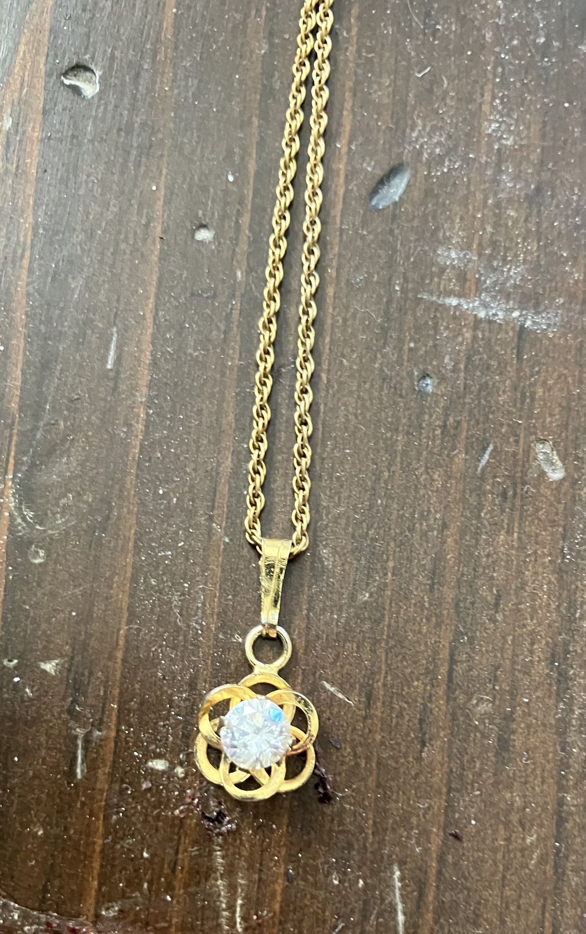 18" Cz Statement Necklace Vintage Gold Filled