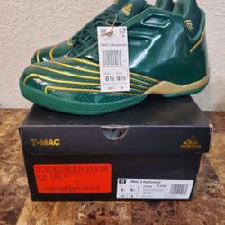 New Adidas T-MAC 2 Restomod SVSM Basketball Shoes Mens Size 8.5 Green Gold FY9931