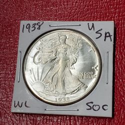 1938 Walking Liberty 50C Antique Restrike Coin