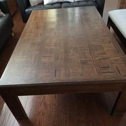 Vintage solid oak parquet coffee table