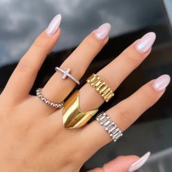 Rings Adjustables Silver And Gold