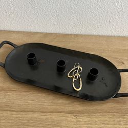 Wrought Iron Rustic Brutalist Taper Candle Holder Trinket Tray