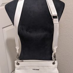 Authentic Steve Madden Crossbody Bag White Leather With Adjustable Straps