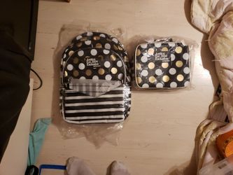 Justice Polka Dot Backpack With Detachable Wristlet & Matching Lunch Bag Brand New In Plastic