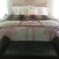 Pottery Barn Queen Size Pink Bed Frame Only 