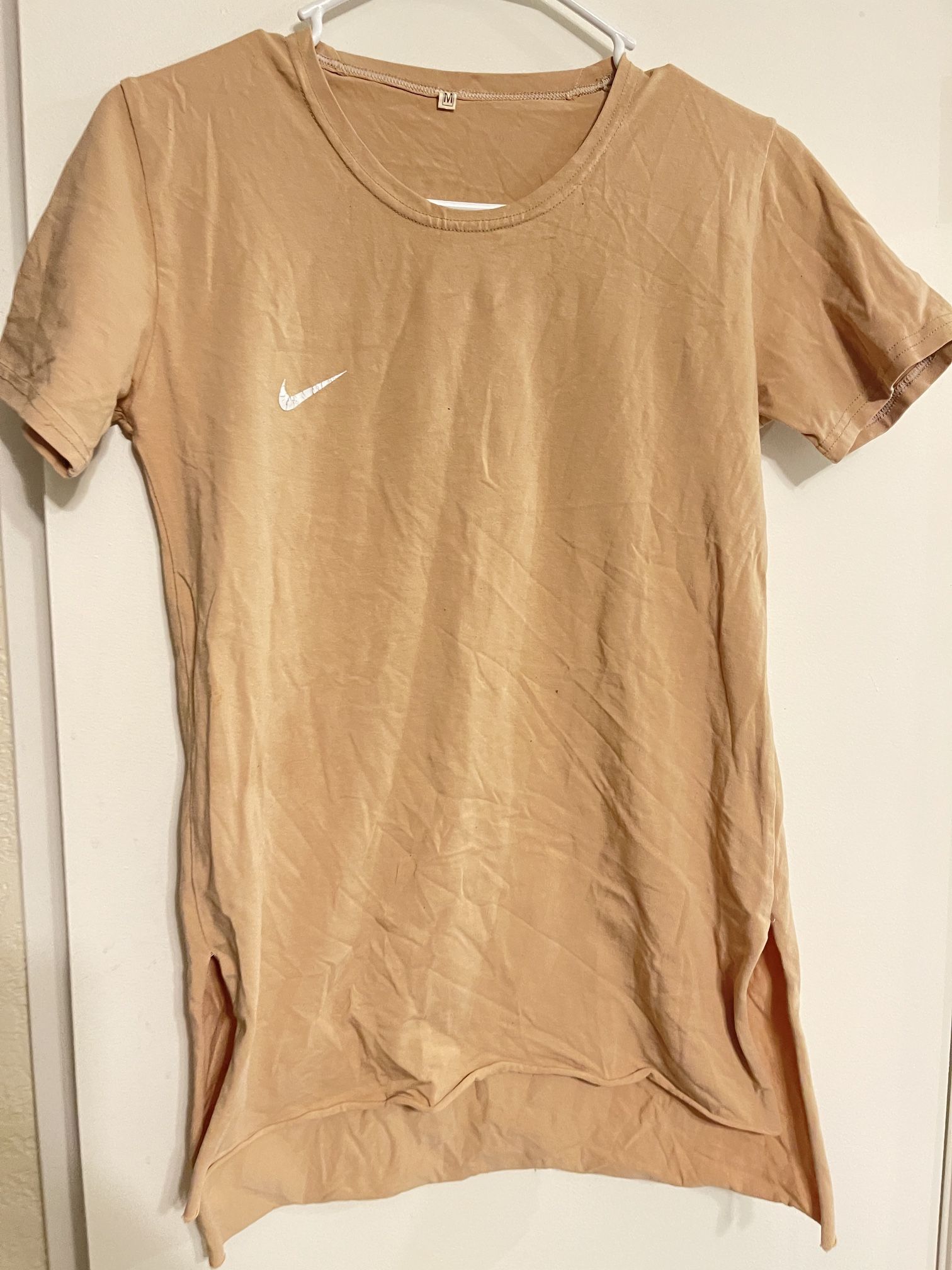 Beige Women Nike T-shirt Size M