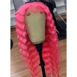 26” Pink Closure Wig