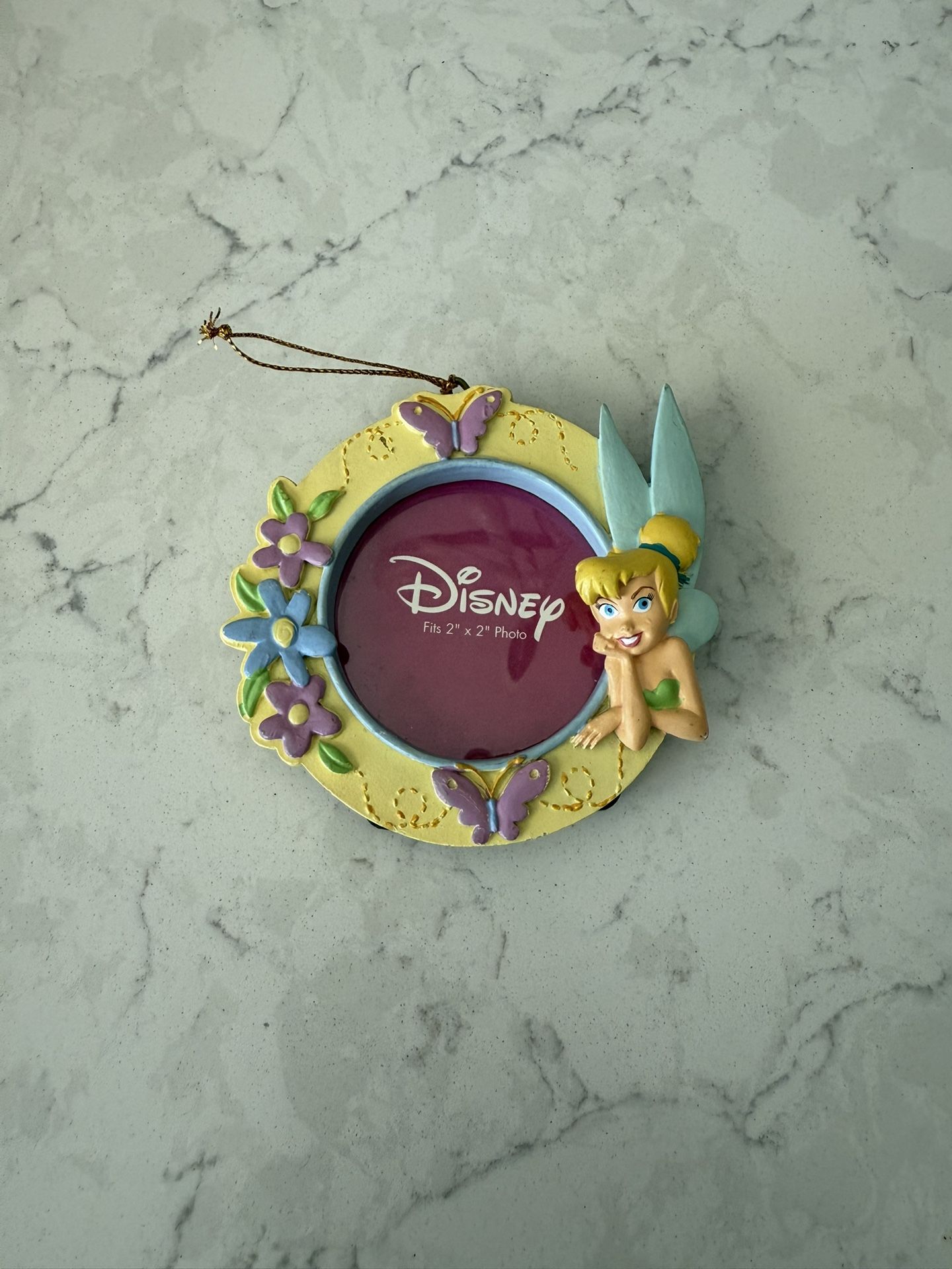 Tinker Bell Small Miniature Ornament Picture Frame Disney 2" x 2" Photo Round