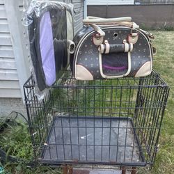 Dog Kennel Plus Small Doggy Travel Bag And Dog Play Pen