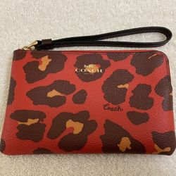 Coach Wristlet, Corner Zip, Bright Poppy (NEW!)