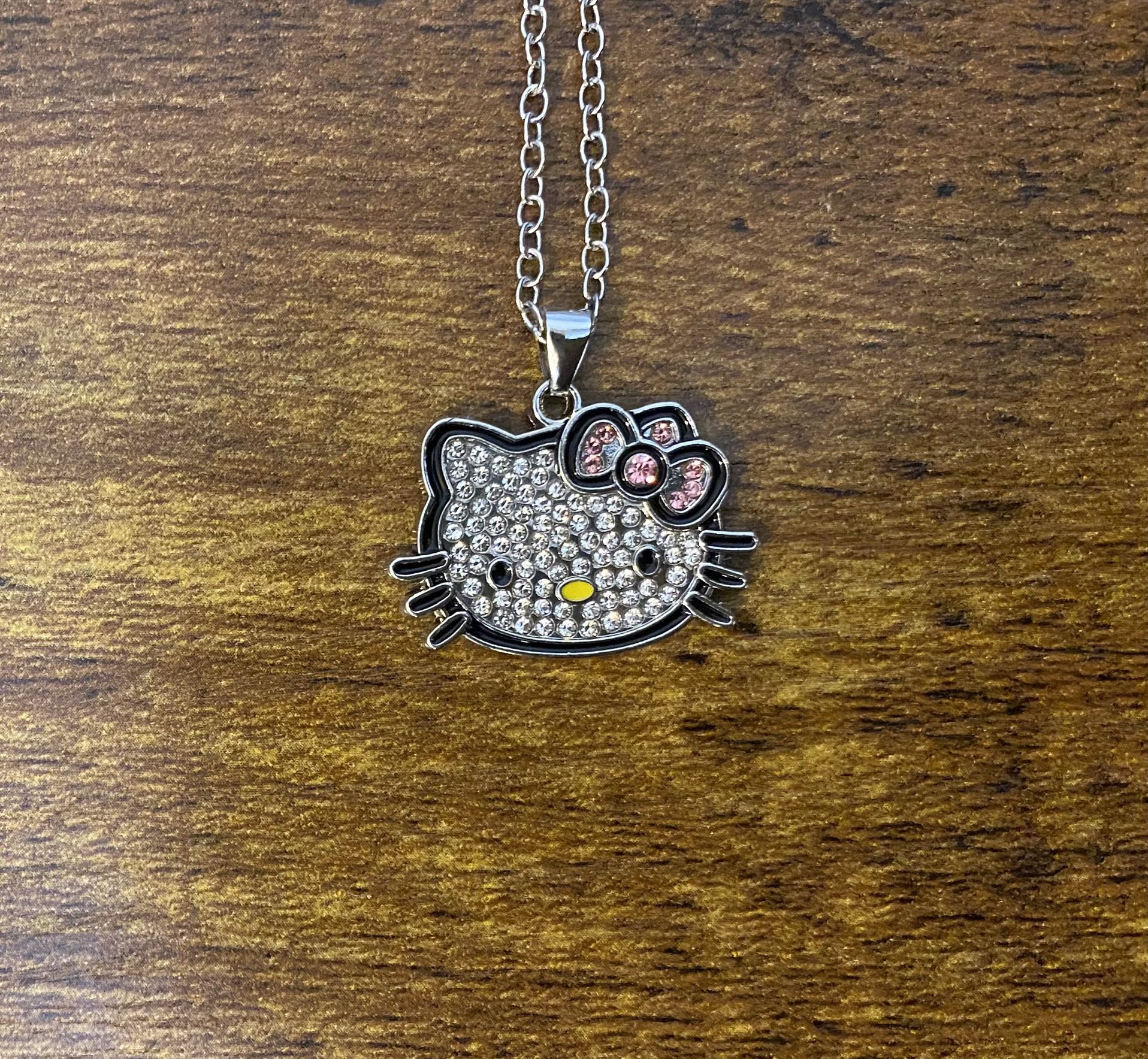 1 Piece Cute Hello Kitty Bling Pendant Necklace And Chain