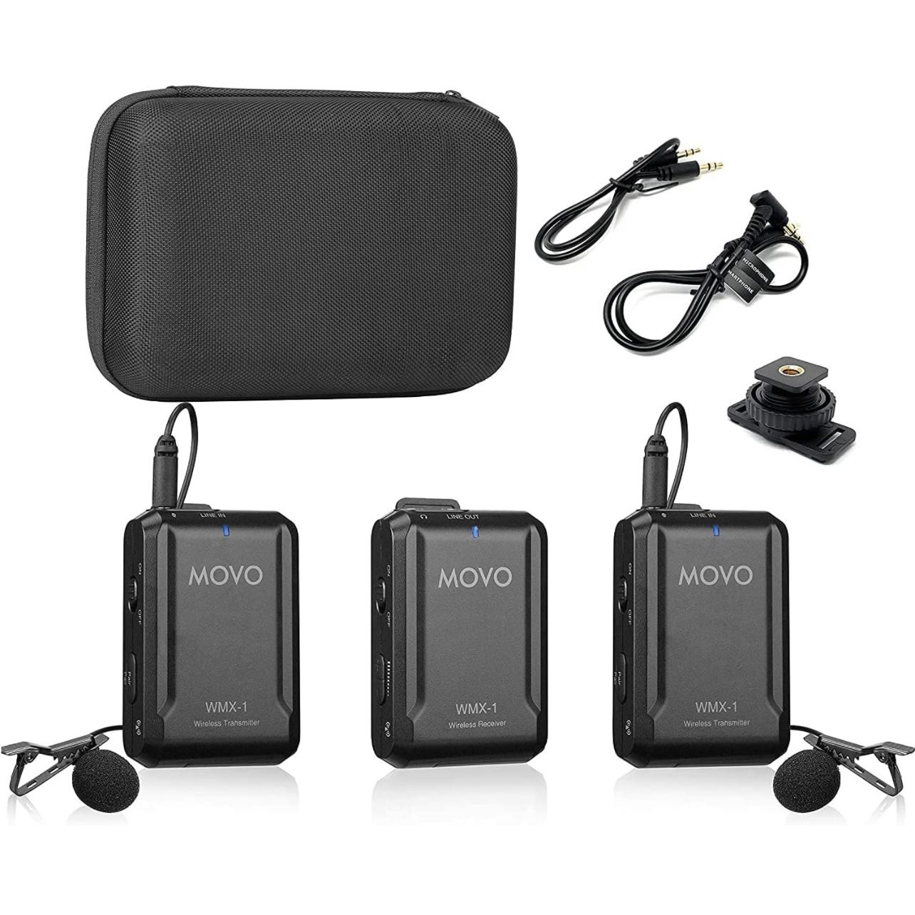 Movo WMX-1-DUO 2.4GHz Dual Wireless Lavalier Microphone