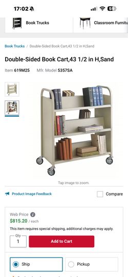 Double-Sided Book Cart,43 1/2 in H( new price is $ 815)