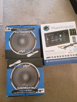 Planet Audio Car Stereo + 2 AudioPipe 500Watt 8" Speakers
