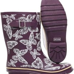 Jileon Mid Calf Rain Boots - Specially Designed For Wide Feet, Ankles  Women's Size 10