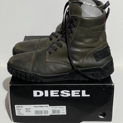 Diesel H-RUA AM Men’s Combat Style Leather Sneakers US 12.5 EU 46 Olive Night