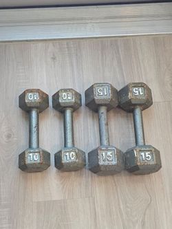 Pair of 15 & 10 Lb Dumbbells