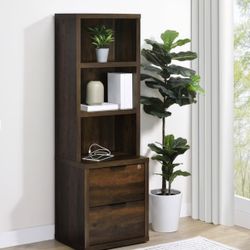 3-shelf Bookcase W USB And Lockable Drawer Available In Black, Dark Pine, And Mango