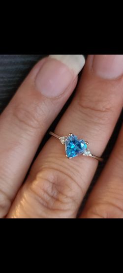 Lovely Sterling Silver Created Topaz Ring Size 7