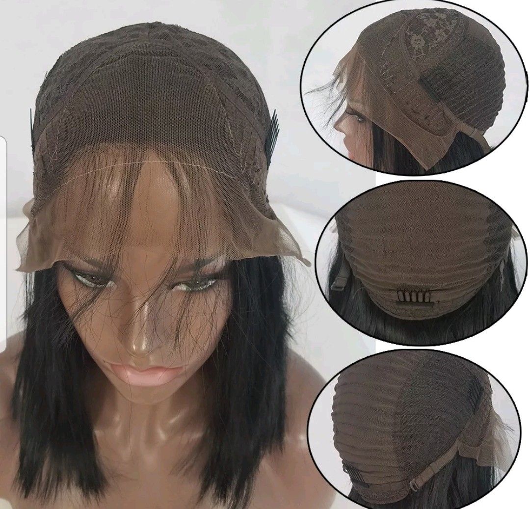 naural black synthetic humn hair fiber heat resistant lace front wig $73.00
