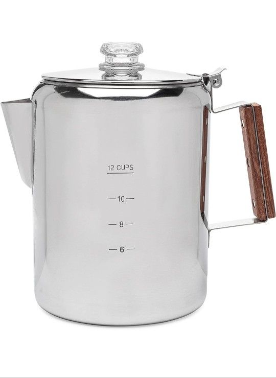 COLETTI Bozeman Camping Coffee Pot – Coffee Percolator – Percolator Coffee Pot for Campfire or Stove Top Coffe Making (12 Cup)