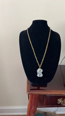 Vintage Necklace With A Long Chain and Druzee Stone 