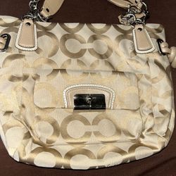 NWT COACH KRISTIN OPT ART EAST MEET WEST TOTE BAG PURSE HANDBAG BEIGE TAN #14915
