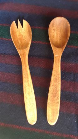 Wooden spoon and fork salad mixers from Crate & Barrel