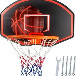 Large Wall Mounted Basketball Hoop, 36"x24" Shatter-Proof Backboard with 18" Rim & Anti-Tear Net, Indoor Outdoor Basketball Hoop for Family Fun with K