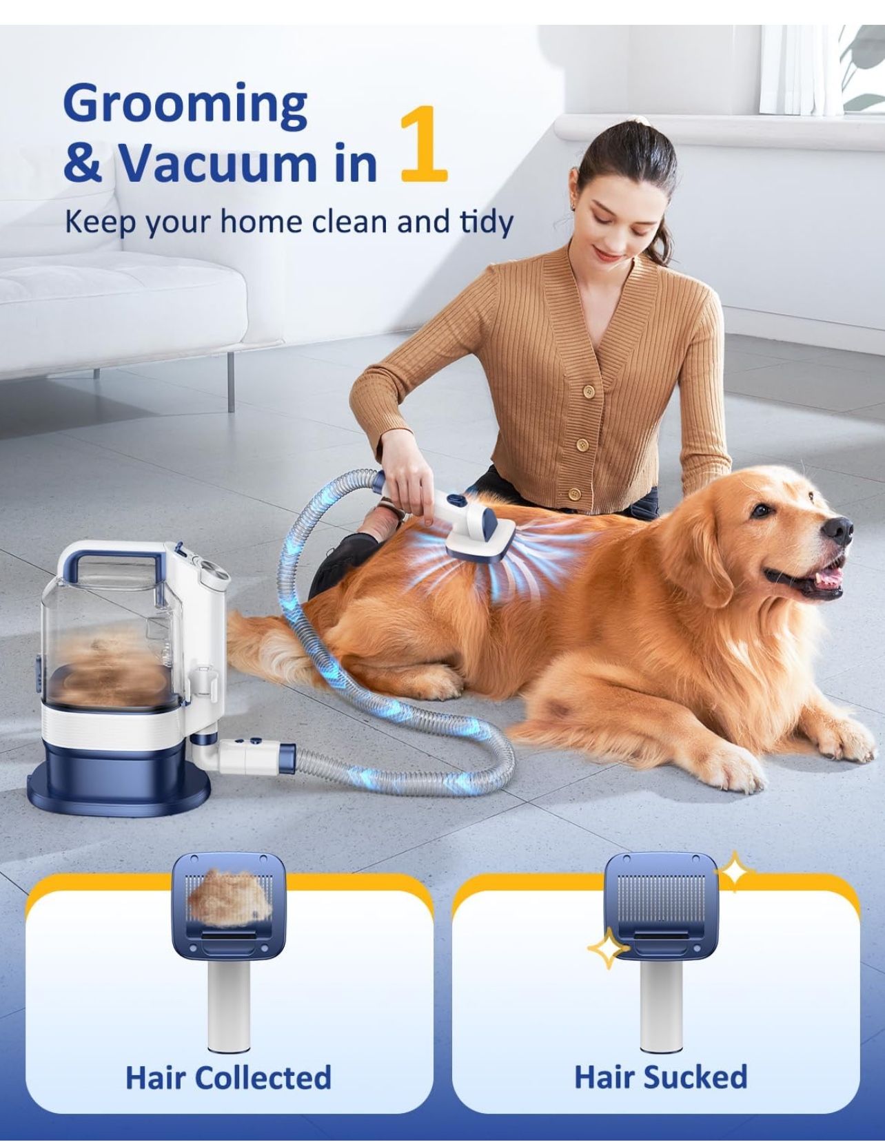 Dog Grooming Vacuum Kit, Cup Pet Grooming Vacuum for Dogs
