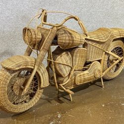 Life Size Rattan Motorcycle Sculpture