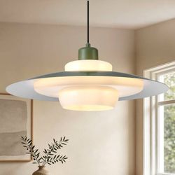 Milk Glass Pendant Light 19" Modern Nordic Metal Chandelier