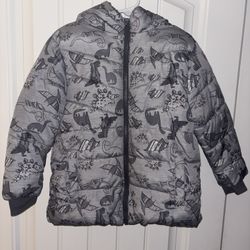 Swiss Tech Dinosaur Print 4T Toddler Puffer Jacket With hood  